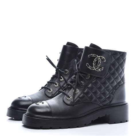 chanel quilted combat boot
